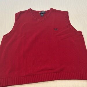 Chaps Men's Red V-Neck Sweater Vest - Classic Knit
